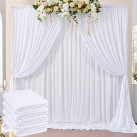20ftx8ft Wrinkle Free White Backdrop Curtains Panels for Parties, Polyester Photo Backdrop Drapes 4 Panels 5ftx8ft Cloth for Birthday Wedding Photography Background Home Decorations