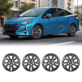 Winjet Hubcaps Wheel Covers for 2016-2022 Toyota Prius & 2017-2022 Prius Prime & 2020-2024 Corolla Hybrid Wheel Rim Covers, Snap On Installation (15 Inch Set of 4, Matte Black)