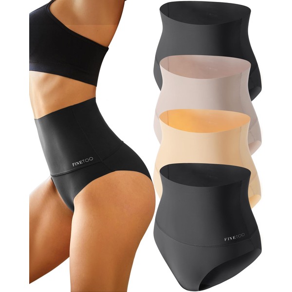 FINETOO Seamless Underwear for Women High Waisted Tummy Control Panties
