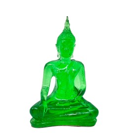 BUDDHO Buddha overcoming Temptations Posture Buddha Statue 4" H. Thai Buddha Statue for Home Decor Room Decor Buddha Gift (Green)
