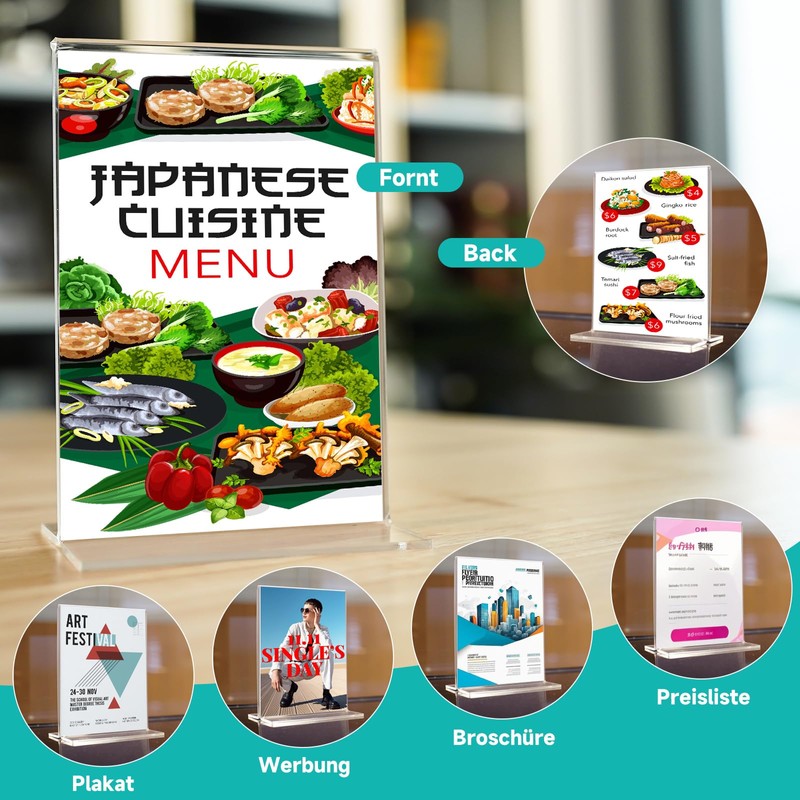 Yoosso 4 Pezzi Espositore A5, Trasparente Porta Menu Da Tavolo
