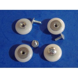 Ultra LOT OF FOUR 7/8" NYLON CONVEX ROUND SHOWER DOOR ROLLERS WITH SCREWS OVAL