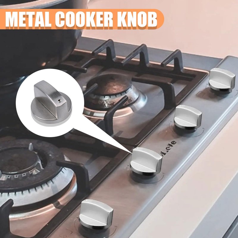 Gas Stove Knob,4PCS Metal Universal Gas Stove Control Knobs Adaptors,Silver