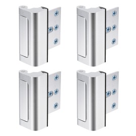 sourcing map 4 Set Home Security Door Lock, Door Reinforcement Lock 3 Inch Stop Withstand 800lbs, Front Door Kick in Security Protector for Inward Swinging Door Latch, Silver