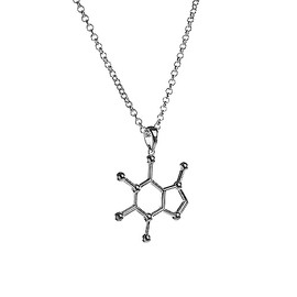 getDigital Unisex Pendant Geek Gem Molecule Necklace Caffeine 925 Silver - 11714, Sterling Silver, No Gemstone