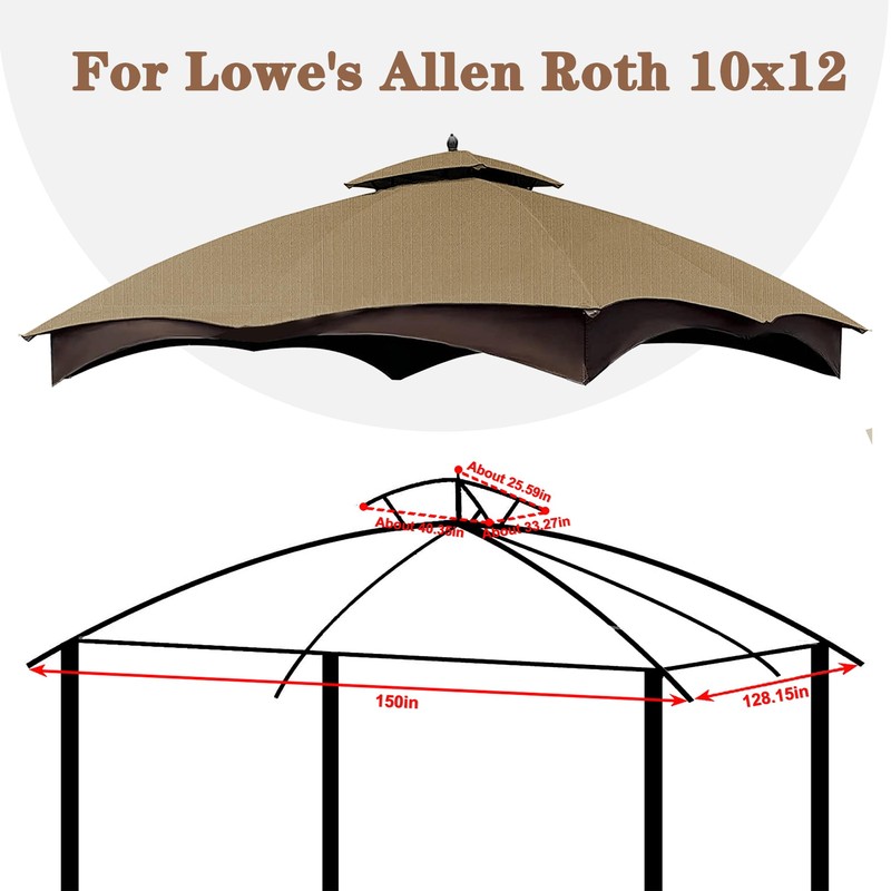 SCOCANOPY Khaki Ripstop Replacement Cover for Lowe's Allen Roth 10X12