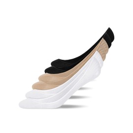 Snocks Low-Cut Socks for Men and Women (6 x Pairs), Ballerina Socks, 2 x black + 2 x white + 2 x beige, 43-46