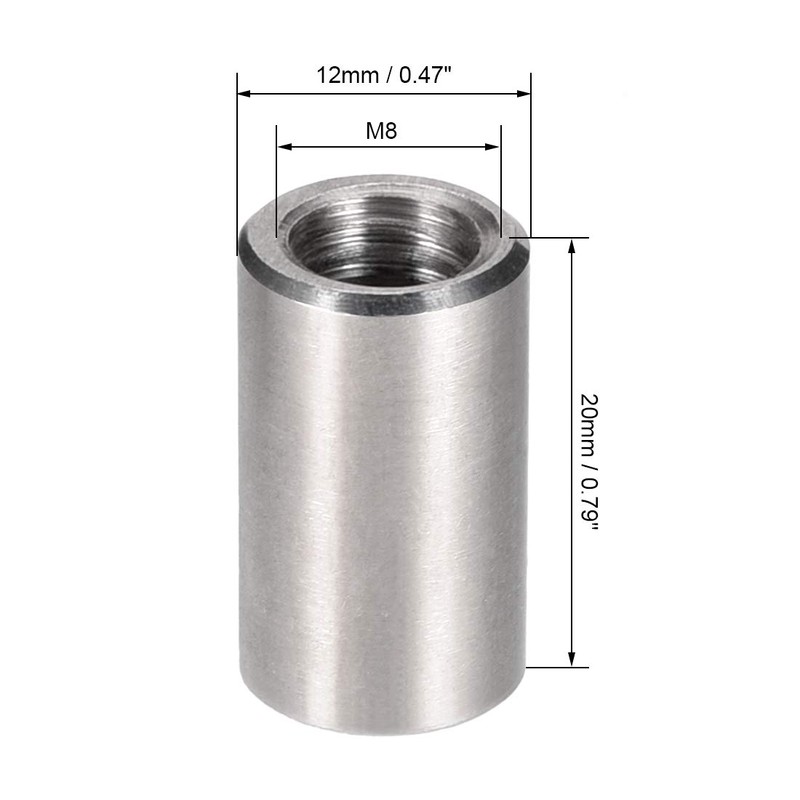 sourcing map M8 Round Connector Nuts, 304 Stainless Steel Coupling