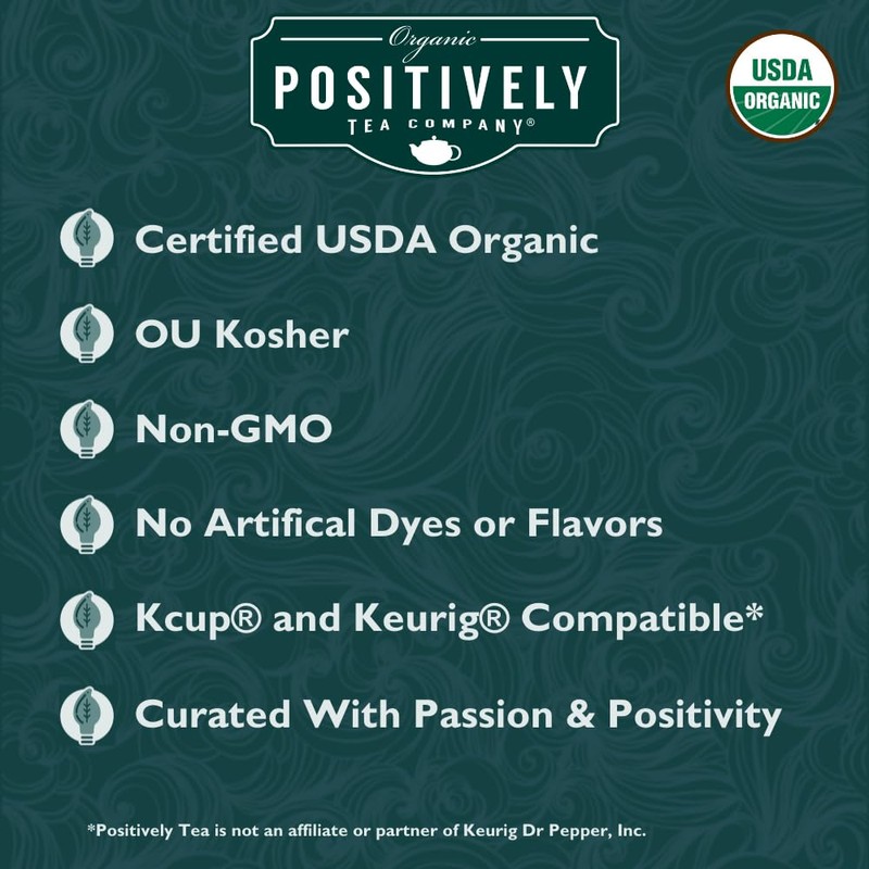Organic Positively Tea Company, Peppermint Leaf Herbal Tea, K-Cup Compatible,