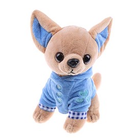 SUSHAFEN Chihuahua Dog Plush Toy Soft Doll Stuffed Animal Pillow Birthday Gift Present Cute Dog Ornaments Decoration Handicraft House Desktop Decoration Prop,17cm/6.7"-Blue