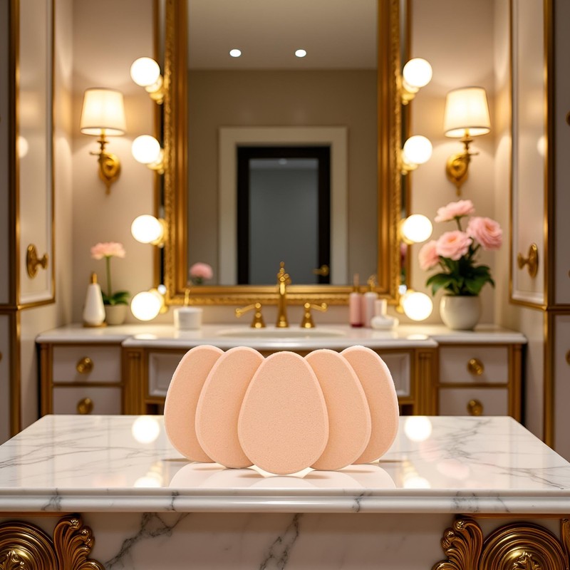 5 Pcs Beige Smooth Makeup Sponge Blender Flawless Foundation Powder