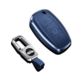 SANRILY 4 Button Key Fob Cover for Lincoln Continental MKC MKZ 2019 2018 2017 Navigator Aviator 2021 Keyless Entry Keychain Holder Full Protection Leather Key Fob Case Blue