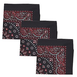 Motique Accessories Two Tone Paisley Bandana - Set of 3 Black