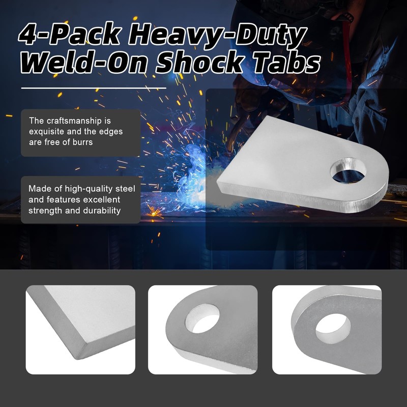 4-Pack Heavy-Duty Weld-On Shock Tabs,Universal Mounting Brackets with 1/2" Center