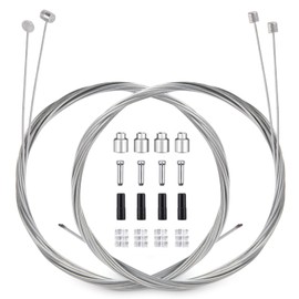 4PCS Bike Brake Cable Gear Shifter Cable Wire Set, Universal Standard Bicycle Brake Cable, Professional Bicycle brake line for Mountain and MTB Bike with Free Cable Cap End Crimps Accessories 2M