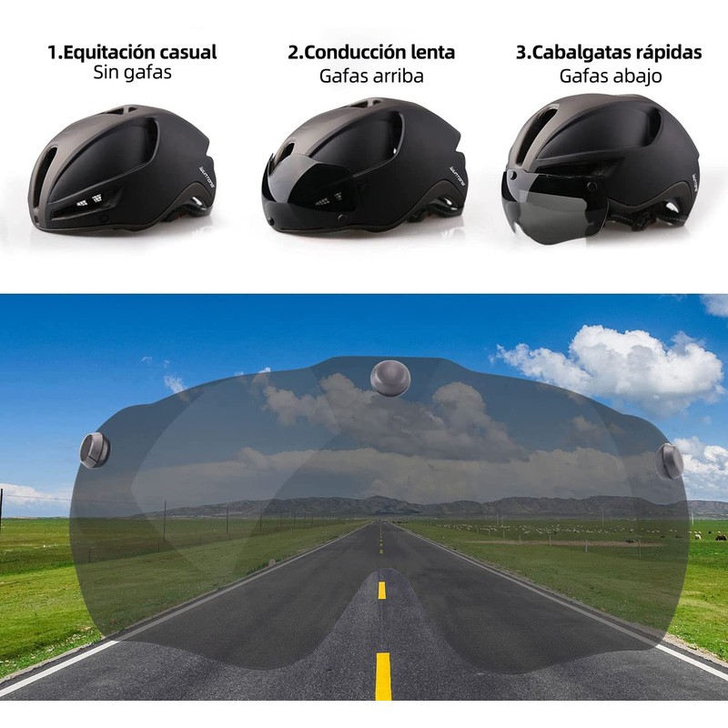 Casco bicicleta,Shinmax Casco para bicicleta adultos,certificado por Cpsc con luz