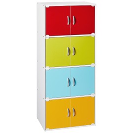 Hodedah Bookcase, 4 Shelf, Rainbow