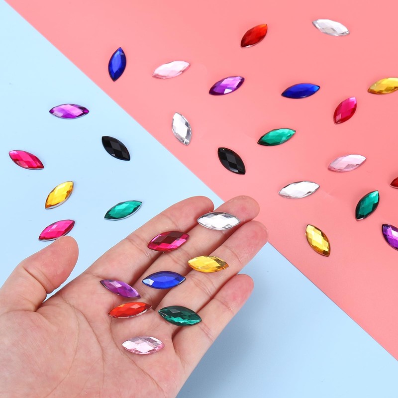 MECCANIXITY 50 Pcs Acrylic Horse Eye Gems, Dark Blue Rhinestones