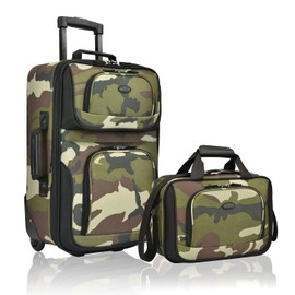 U.S. Traveler Rio Lightweight Carry-On Suitcase 20" Softside Expandable Design, Durable, Business and Travel, Camouflage, Set