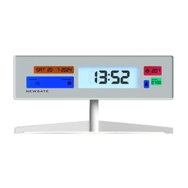NEWGATE® Supergenius LCD Alarm Clock - Bedside Clock - Desk Clock - Digital Clock - Digital Alarm Clock - Bedroom Accessories - LCD Display - Office Clock (White)