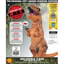 Rubies Original T-Rex Inflatable Costume with Sound for Kids, One Size