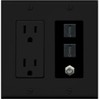 RiteAV - (2 Gang Decorative) 15A Power Outlet 2 HDMI Black Coax Black Wall Plate Black
