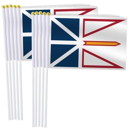 10 Pack Newfoundland and Labrador Handheld Small Flag,Mini NL Hand Held Miniature Stick Decor