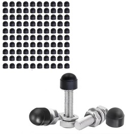 Mcoser 100Pcs Hex Nut Cover M6*10 * 14 Bolt Dome Caps Covers Protection Caps Cover Plastic Dome Bolt Nut for Hex Hexagon Nuts Screws Bolts, Black