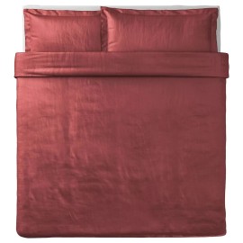 IKEA LUKTJASMIN King Duvet Cover And 2 Pillowcase(s) Red-brown