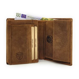 Lemasi Genuine Leather Wallet with RFID NFC Protection Vintage, brown, Classic