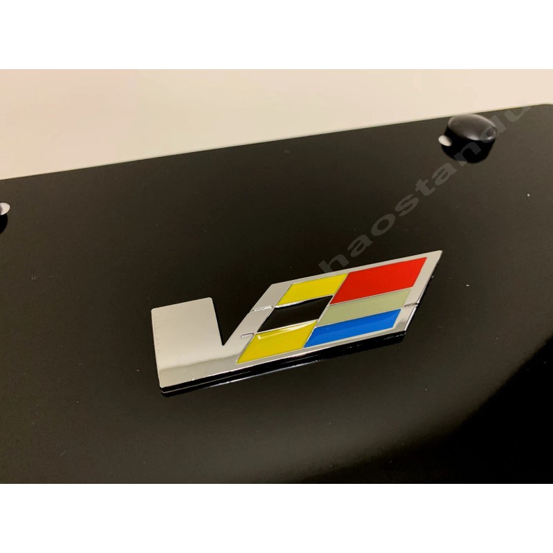 License Plate Frame Shop 1x 3D "ATS/CTS V-Emblem" Aluminum BLACK