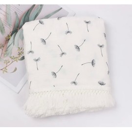 Aloonii Extra Large Baby Swaddle Blanket with Fringe | 100% Pure Cotton | Gorgeous Boho Blanket (Dandelion)