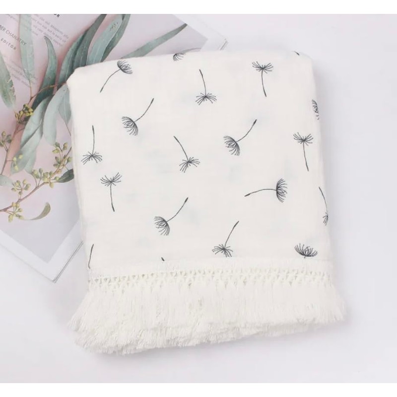 Aloonii Extra Large Baby Swaddle Blanket with Fringe | 100%