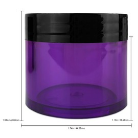Beauticom 12 Pieces 30G/30ML(1 Oz) Thick Wall Round PURPLE CLEAR Plastic Container Jars with Black Flat Top Lids - Leak-Proof Jar - BPA Free