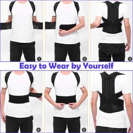 Adjustable Posture Corrector Brace Back Support Lumbar Brace Shoulder Band Belt (L:Waist Length fits 35.4-41.3")