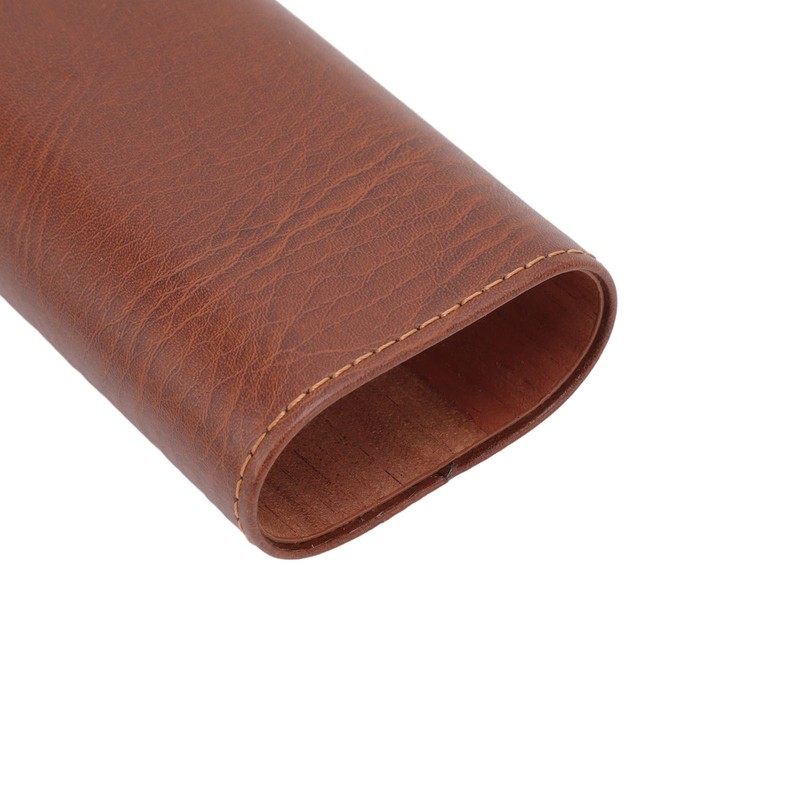 3 Finger Cigar Case Leather Cedarwood Lining Travel Portable Cigar