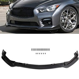ECCPP 3pcs Front Bumper Lip Splitter fit for compatible with 2014-2017 Infiniti Q50 Base Premium Glossy Black Trim Protection Splitter Spoiler