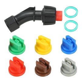 uxcell Spray Nozzle, 1 Set - 110° Flat Fan Shaped Nozzle, with 6pcs 0.15-0.6mm Pore Spray Nozzle Tips, for the Replacement of Knapsack Nozzle for Weeding