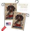 Patriotic Black Tan Dachshund Burlap Garden Flag Set with Stand