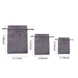 YoungJewl 50pcs Gray Colors Small Burlap Gift Bags with Drawstring Jewelry Pouches for Wedding Favors Birthday Party Christmas DIY Craft Home Supplies(2.75x3.54inch)
