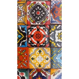 Handmade 50 CERAMIC TILES  assorted 1" X 1" Mexican Handmade Handpainted Clay Tile