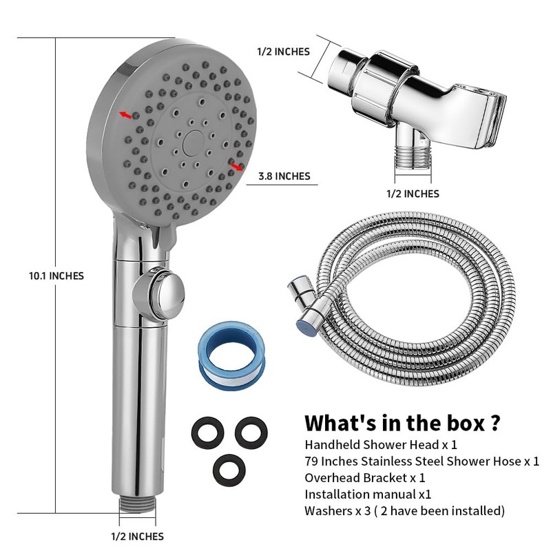 DOILIESE Handheld Shower Head with 79" Extra Long Hose 7