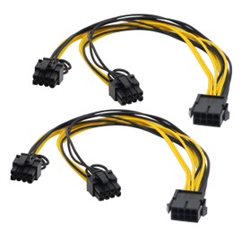 zdyCGTime 2 Pack 8 Pin PCI-E PCI Express Graphics Video Card 8 Pin GPU VGA Female to Dual 8Pin (6+2) Pin PCI-E Male Y Splitter Power Extension Cable 8 Pin GPU molex for Graphics Card BTC Miner (30CM)