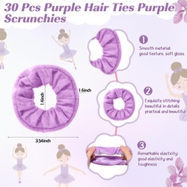 Yinkin 24 Sets Ballerina Party Favors for Girls Scrunchies Velvet Elastics for Women Ballet Thank You Cards Scrunchies Bulk Ballet Accessories for Girls Ballerina Birthday Party Favors(Purple)
