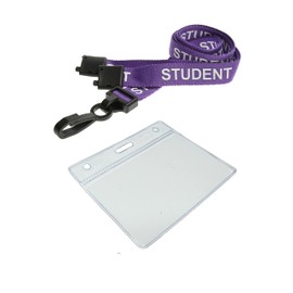 Customcard ltd Student Lanyard Neck Strap Purple & ID Pocket Wallet x 10