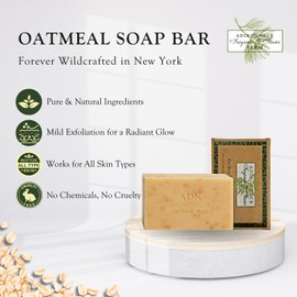 ADK Natural Oatmeal Soap Bar 16 oz., Handmade Organic Olive Oil Soap, Vegan Mild Exfoliation Body Soap for Moisturizing Men, Women & Babies with Dry Skin and Sensitive Skin