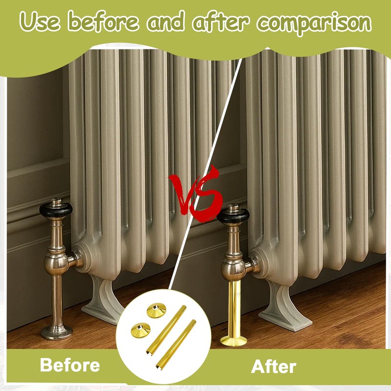 Girihe 2 Pack Radiator Pipe Cover, 15mm Pipe Cover Gold