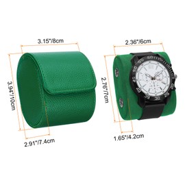 QUARKZMAN Watch Roll Travel Case Single Space Portable Leather Watch Cases for Men Women Watch Storage Organiser with Cushion for Travel Home Storage Textured Green
