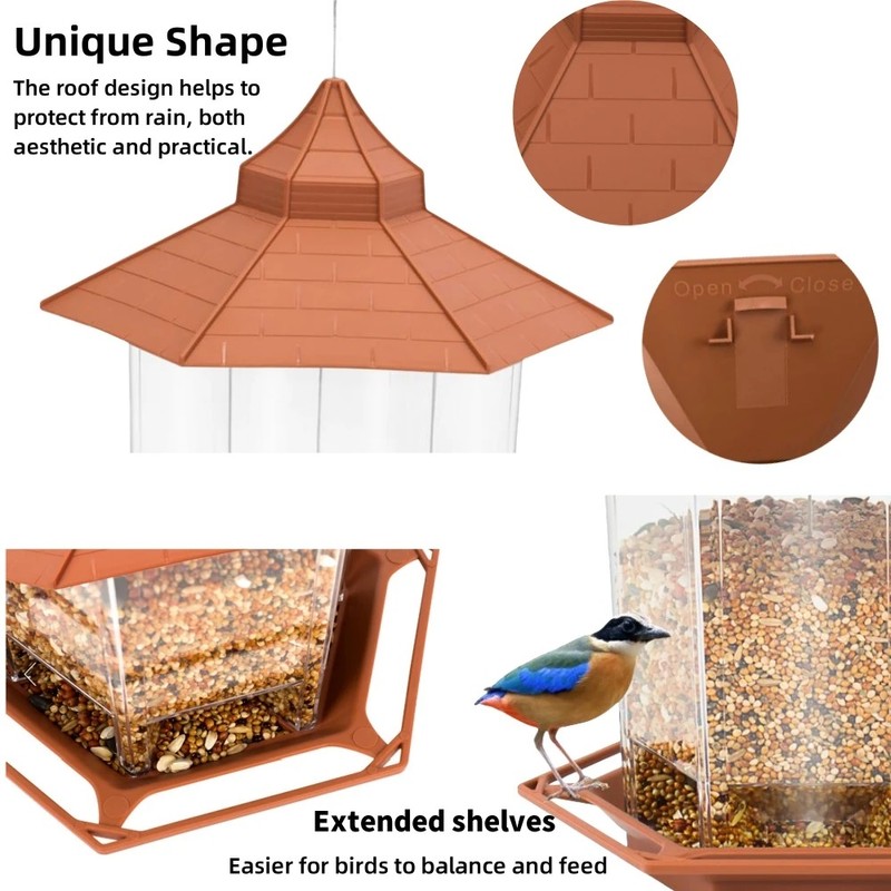 OKONOS Automatic Bird Feeder Hanging Seed Food Dispenser for Parrots