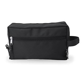 Recycled Polyester Travel Toiletry Bag with Two Compartments, black, Colourful toiletry bag
